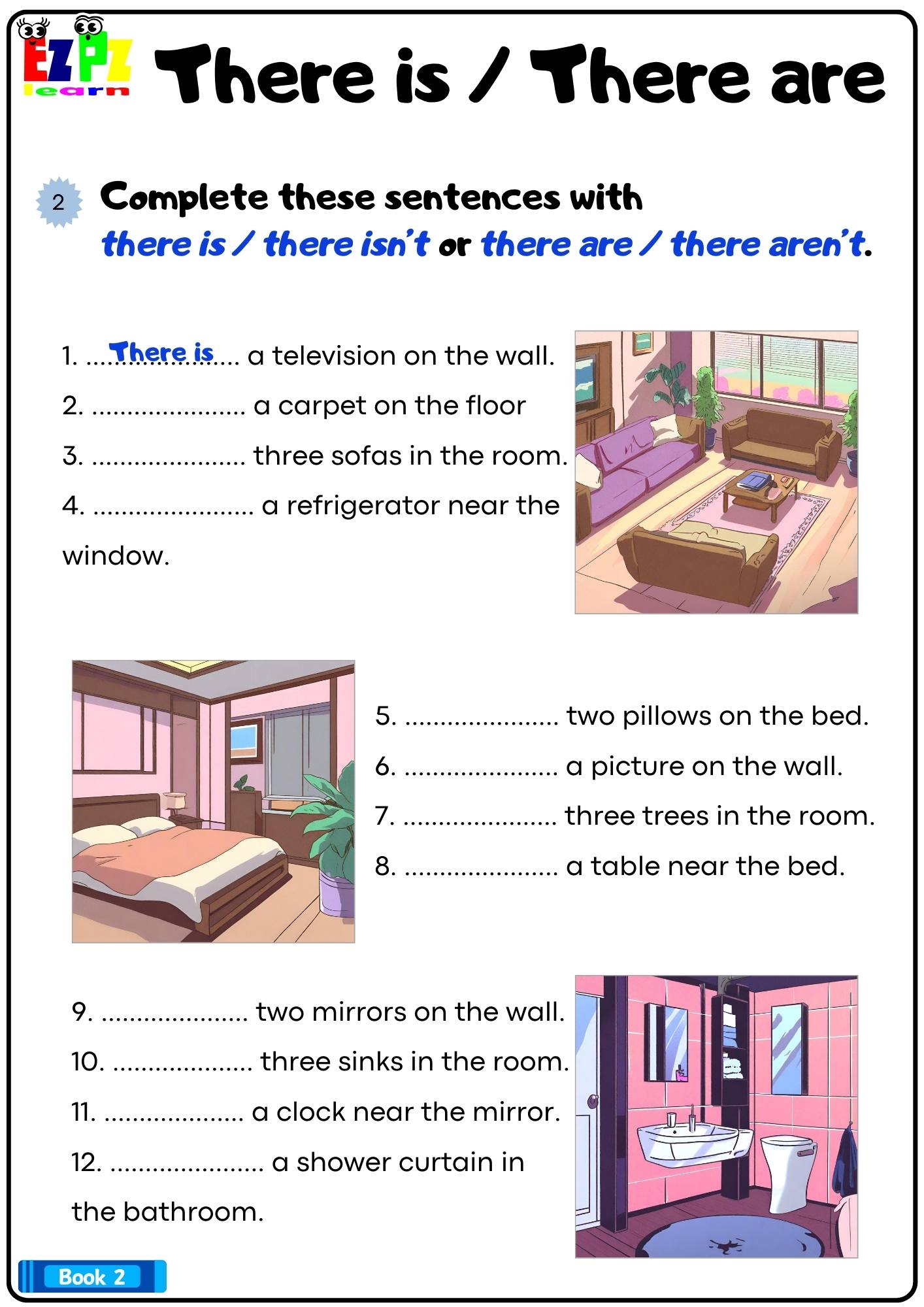 Choose There is or There are Grammar Worksheet Complete the sentences Downloadable pdf